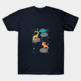 Dinosaurs Floating on an Asteroid T-Shirt